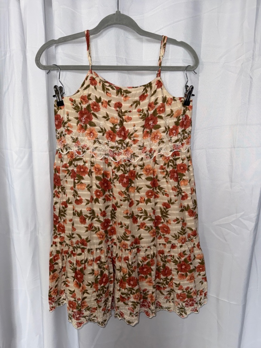 American Eagle Outfitters Floral Mini Dress in Cream and Rust